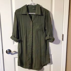 Oversized Blouse, mynah, S, olive green